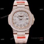 Swiss Grade 1 Patek Philippe 5711 Nautilus Rose Gold Pave Diamond Watch Men